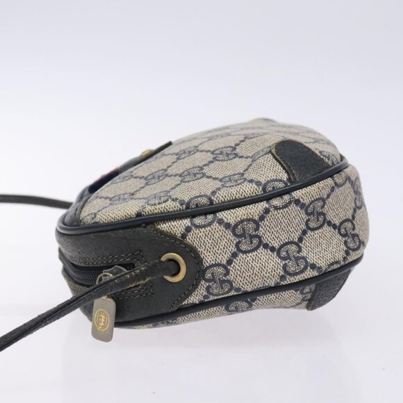 GUCCI GG Supreme Sherry Line Bag PVC Navy Gold Red 89 02 066 Auth 133032 - Picture 4 of 16